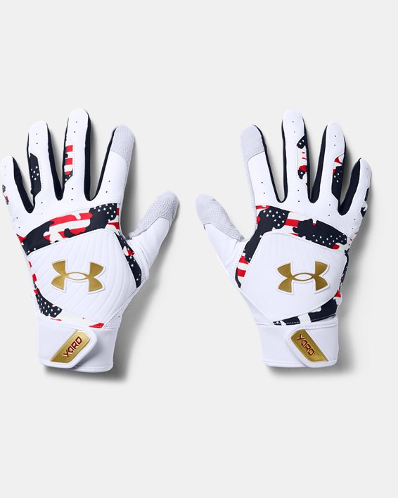 Men's UA Yard Stars & Stripes Batting Gloves, White, pdpMainDesktop image number 0